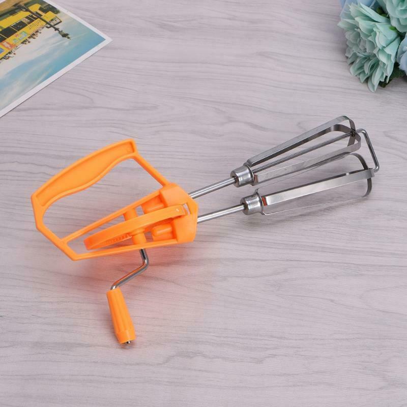 Rotary Hand Whisk Egg Beater Mixer Stainless Steel Manual Shaker Kitchen Blender