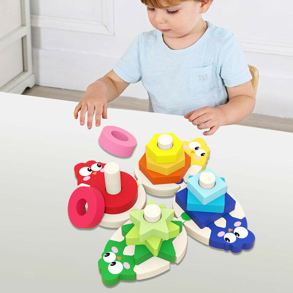 Baby Montessori Geometric Stacker Building Toddler Learning Educational Toys