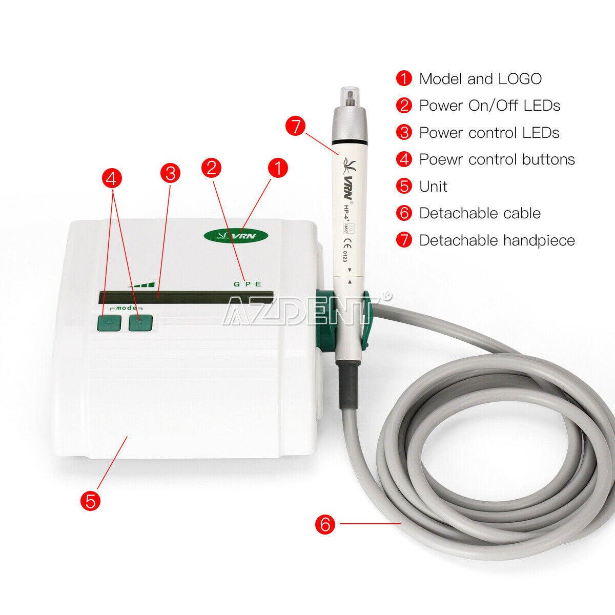 Dental Ultrasonic Scaler LED Detachable Handpiece Scaling Perio Endo VRN-K08DL