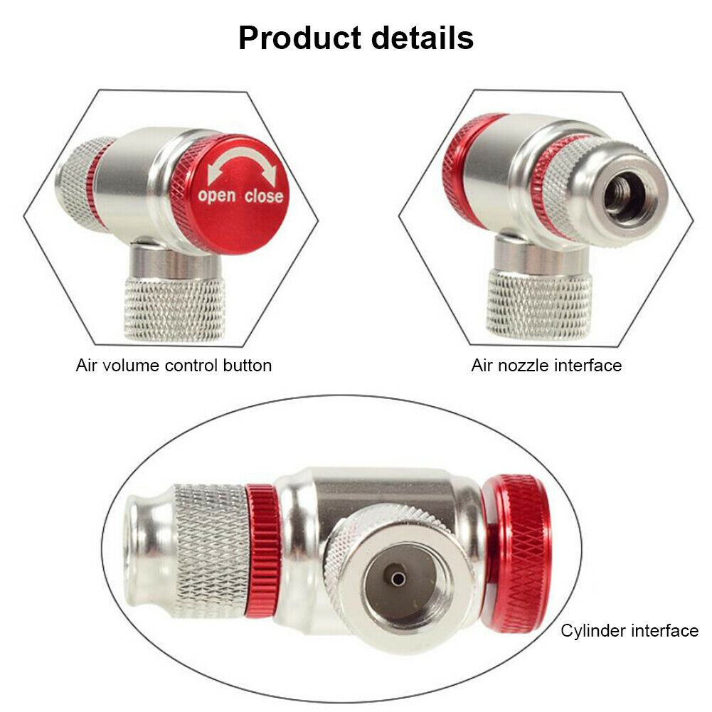 Portable Bike Bicycle Tire Air/ CO2 Inflator Pump Valve Head Presta/Schrader Red