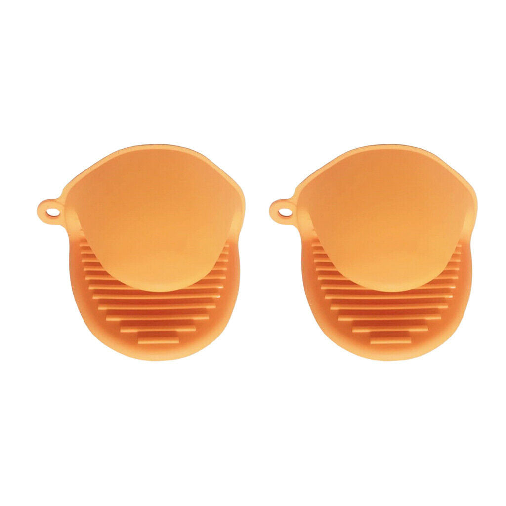 Yellow & Orange Silicone Gloves Oven Pot BBQ Baking Hand Clip Protector
