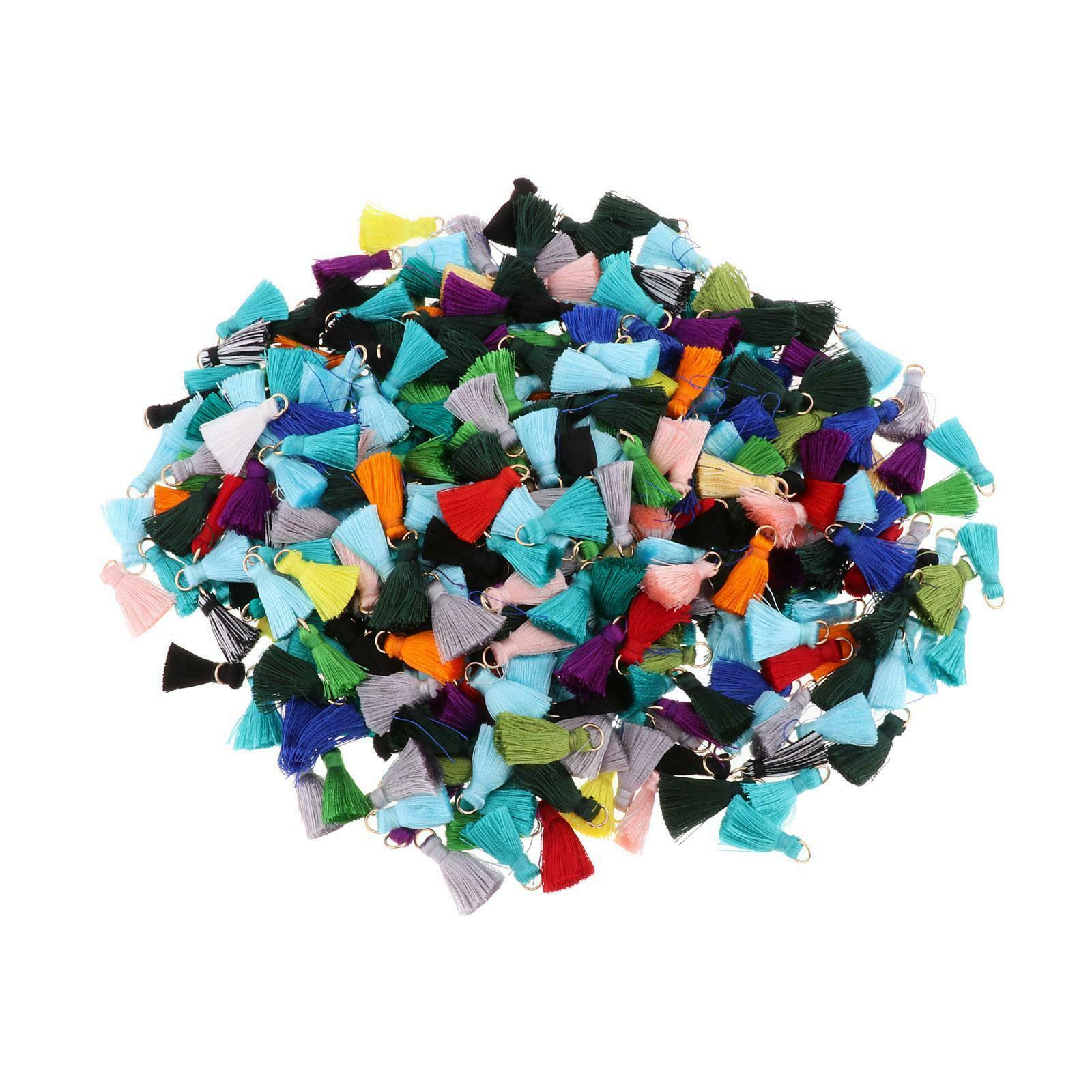 100x Polyester Tassel Mixed Color DIY Pendant Jewelry Making Elegant w/ Rings