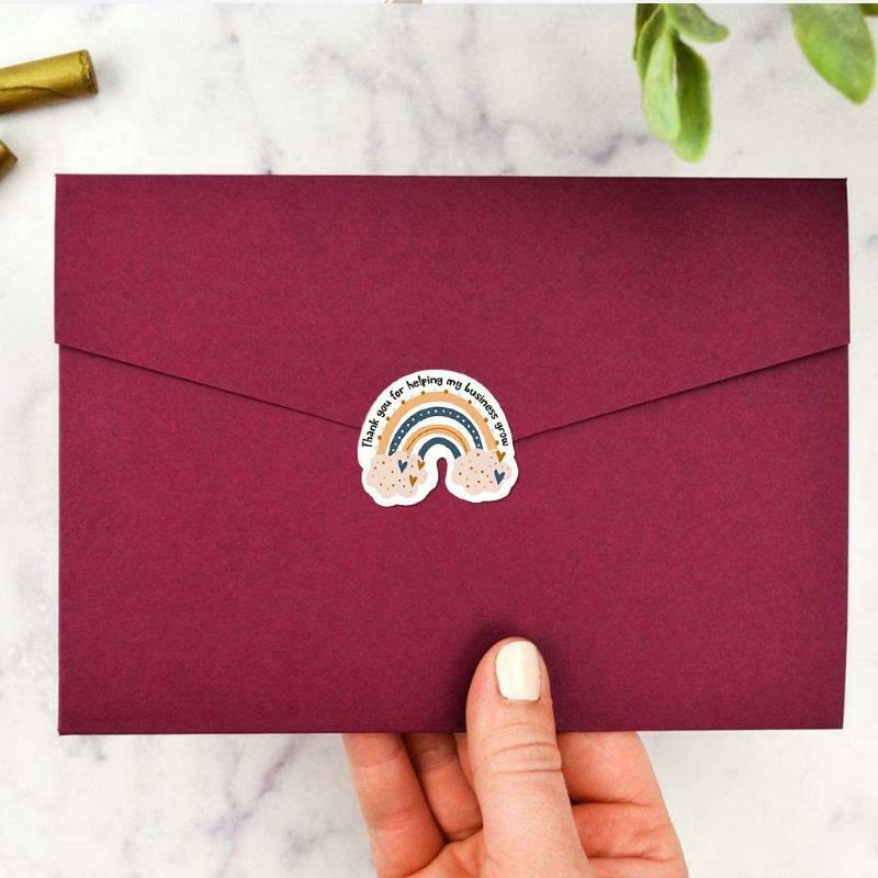 500pcs Thank You for Helping My Business Grow Stickers Rainbow Handmade Labels