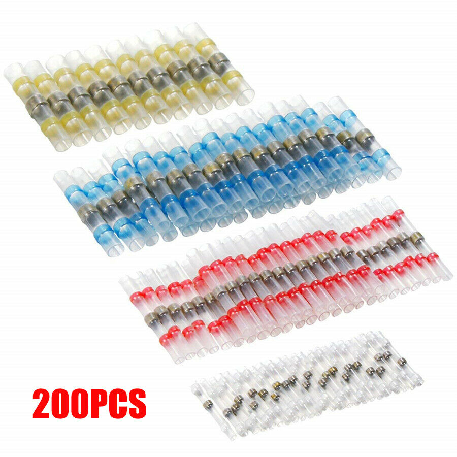 200x Solder Seal Heat Shrink Connectors Set Four Sizes Waterproof Universal