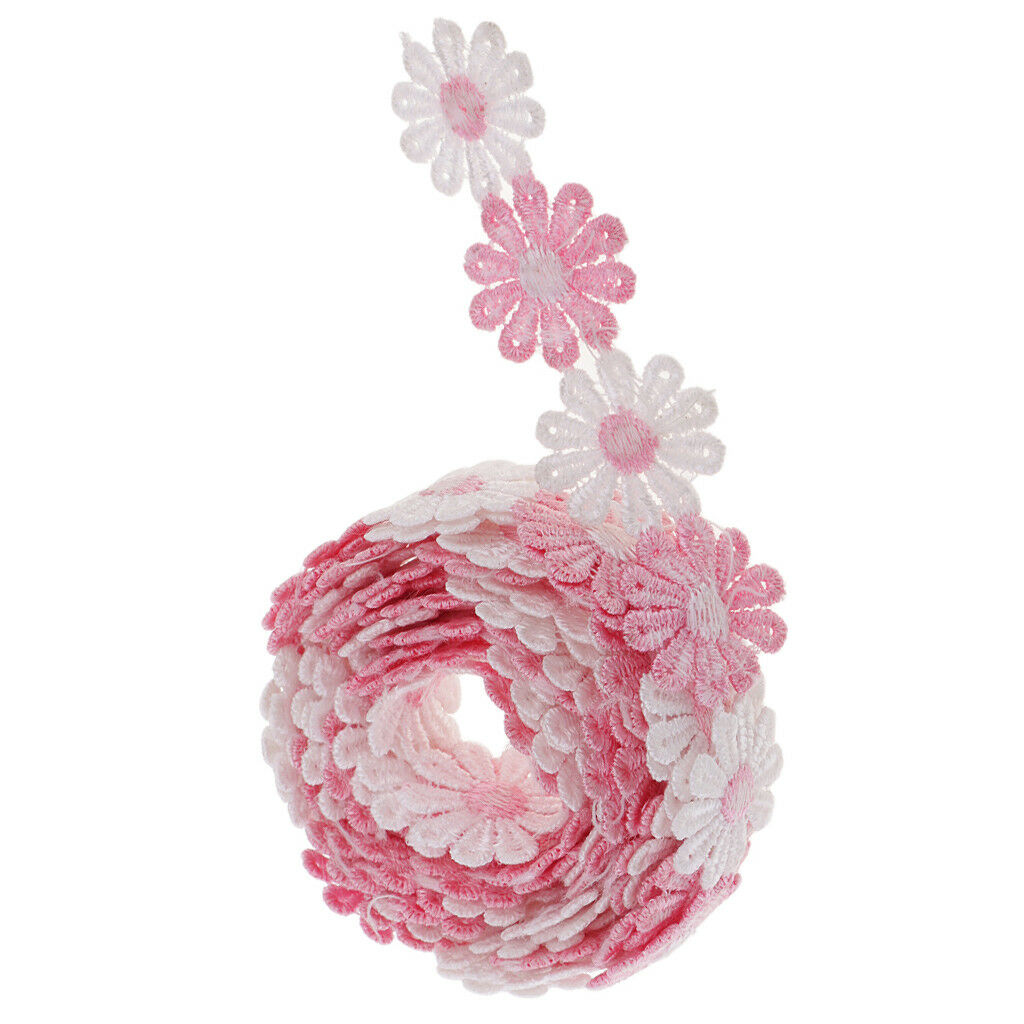 6Yd Flower Crochet Lace Trim Ribbon Embroidered Appliques Sewing Dressmaking