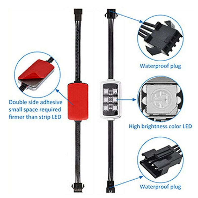 4PCS Motorcycle Car RGB LED Atmosphere Light Remote Control Smart Brake Light