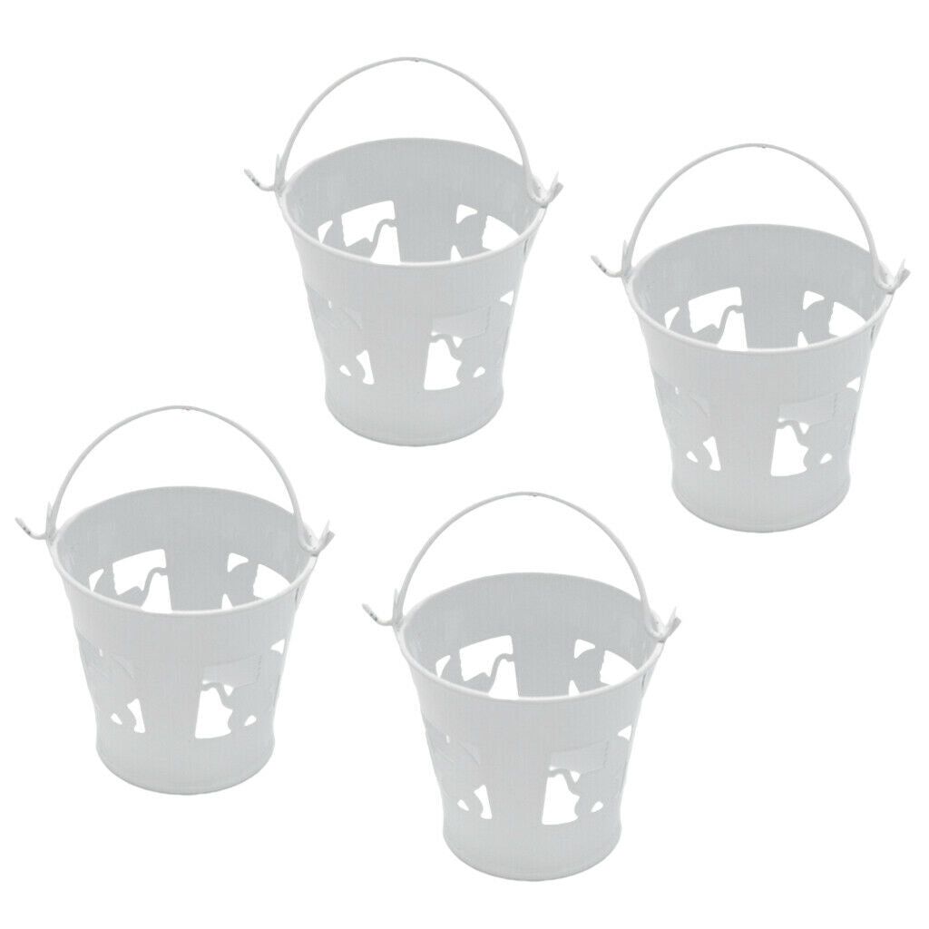 4pcs/set White Mini Metal Iron Buckets Pail Style Gift Box DIY Party Decor