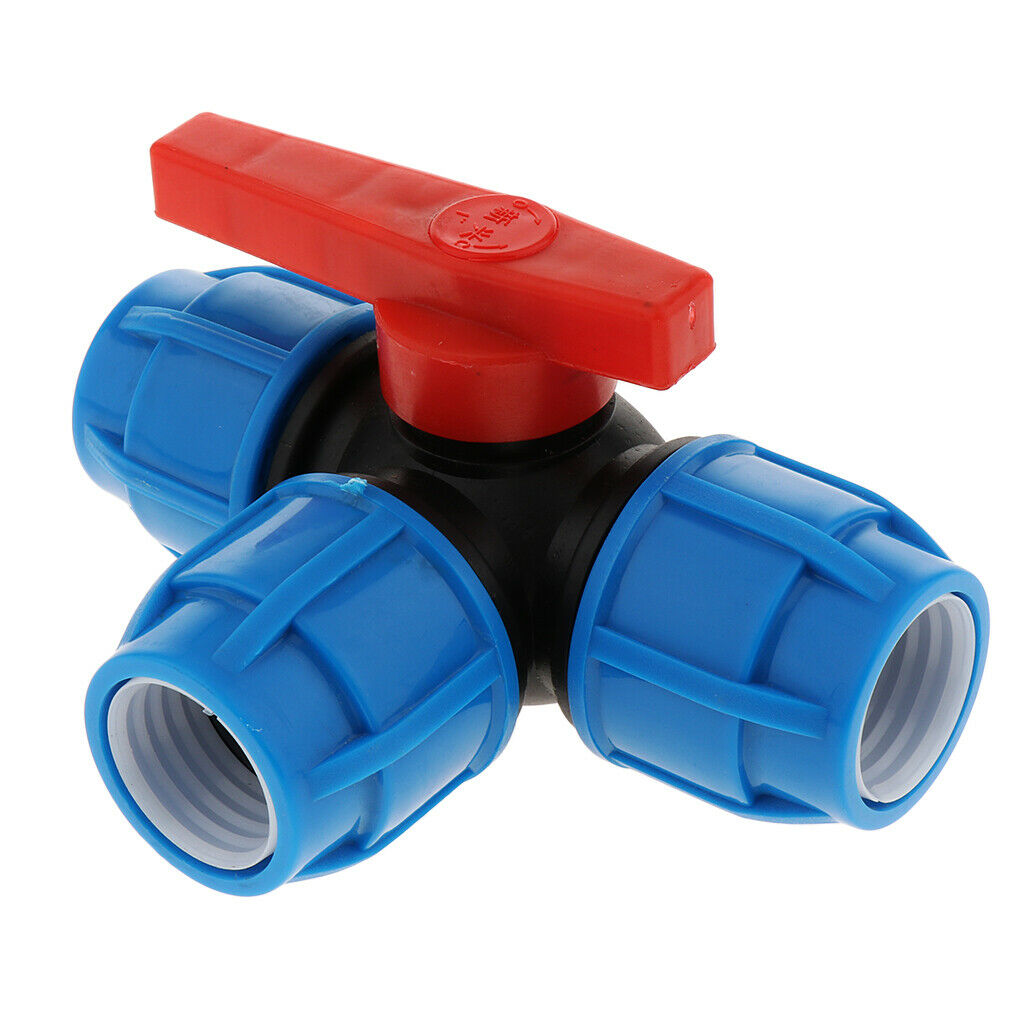 2 Pieces PE Quick Connect Air Push Tube Tee Union Coupler 32mm Plastic core