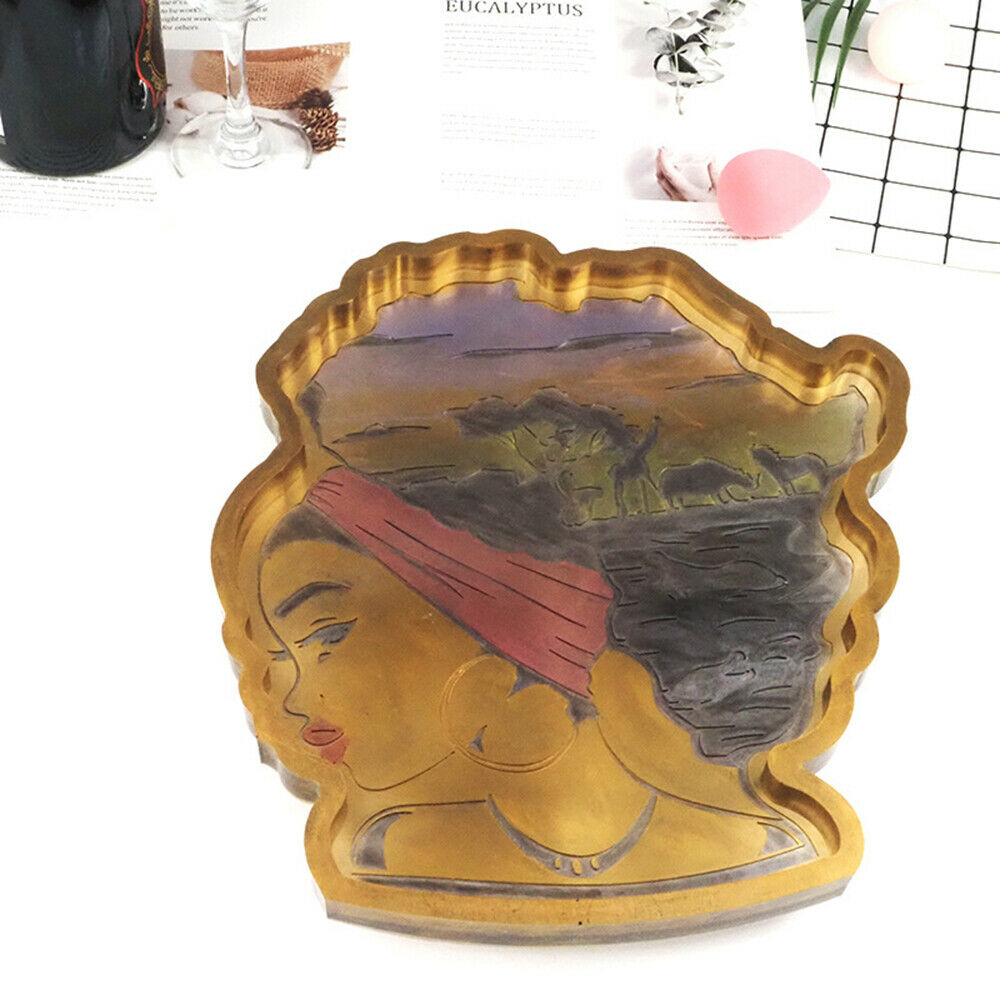 DIY Epoxy Silicone Mold Fruit Plate Large Tray Coaster African Goddess Head Mold