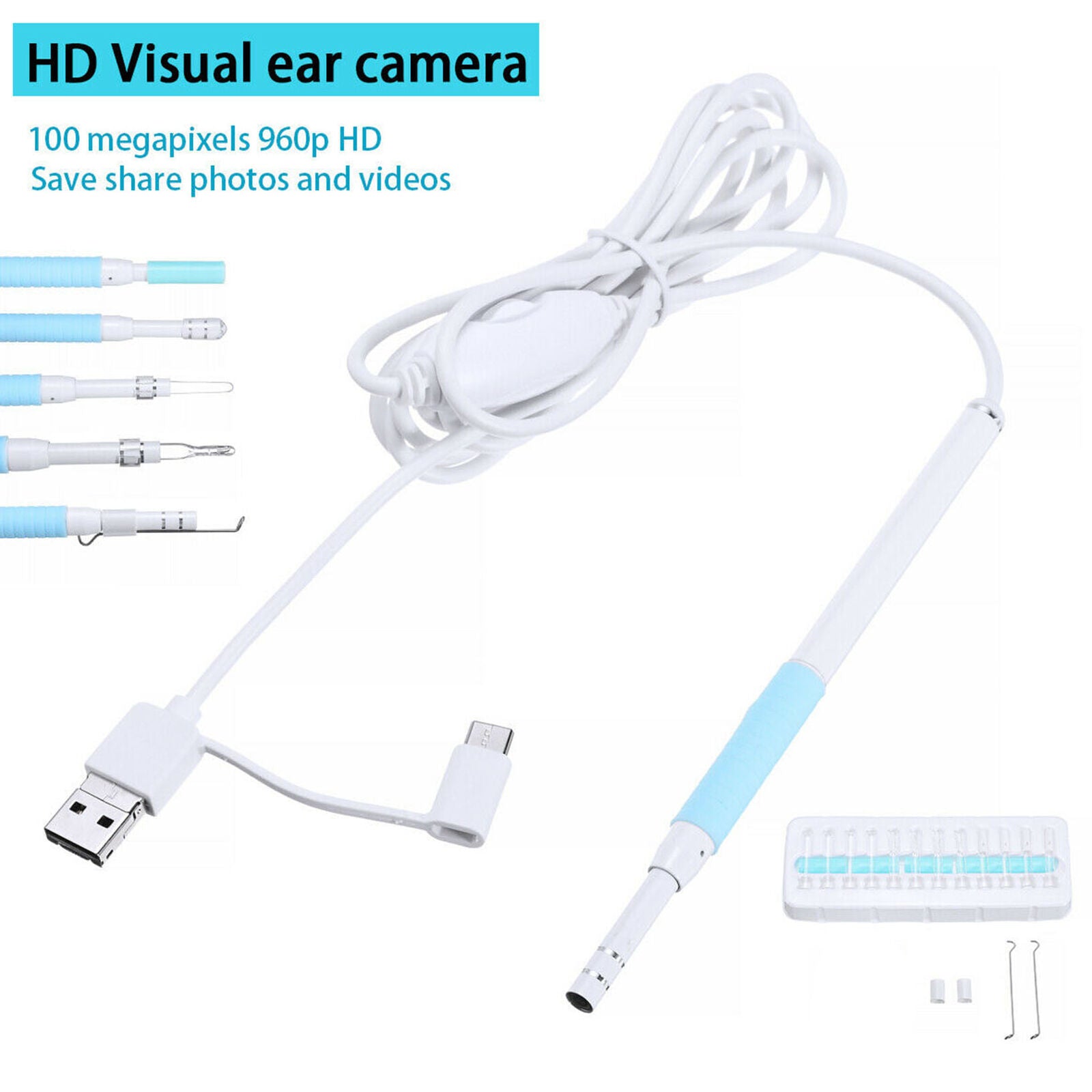 3 in1 Ear Cleaning USB Endoscope 5.5mm Visual Ear Spoon Earpick Otoscope Camera