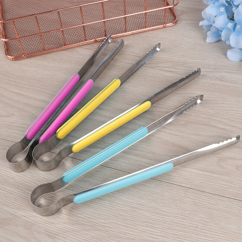 Stainless Steel Food Clip Ice Tongs Meat Salad Toast Tongs BBQ Kitchen To.l8