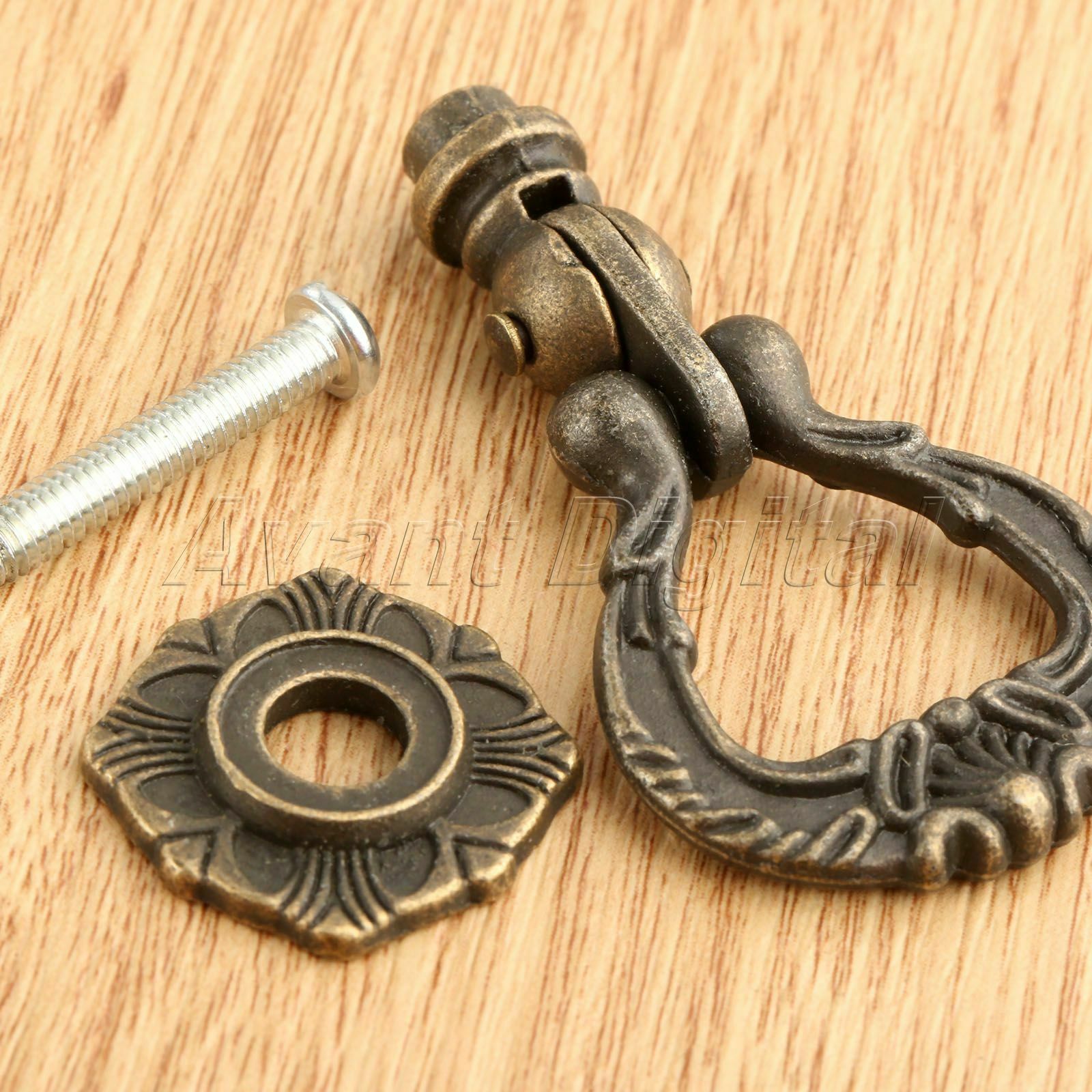 Retro Wood Box Drawer Wardrobe Pull Ring Cabinet Door Pull Knob Handle Hardware