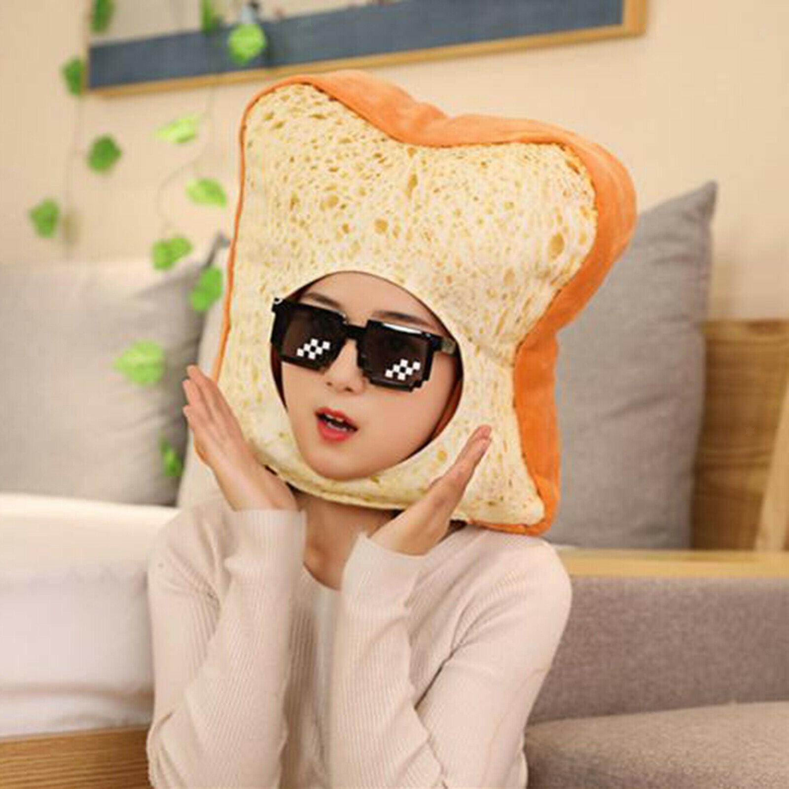 Girls Cute Toast Hats Headband Plush Hood Hat  Headdress for Women Teens