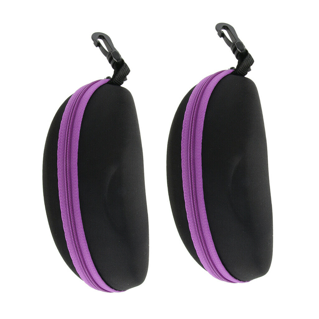 2x Portable Zipper Spectacle Sunglass Eyeglass Case Box Storage Pouch Purple