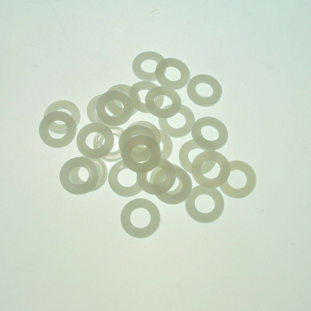 100/pk Strandard Metric Nylon Flat Thick Washers M2(ID) x 5(OD) x 1mm Thick