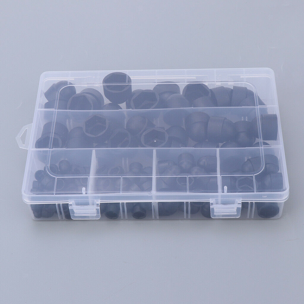 145Pcs Plastic Bolt Nut Caps Protection Covers Black for M4 M5 M6 M8 M10 M12