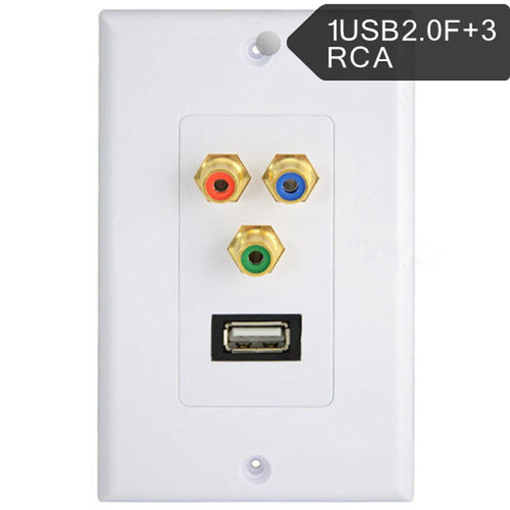 USB2.0 3RCA Wall Panel Connection Front Plate