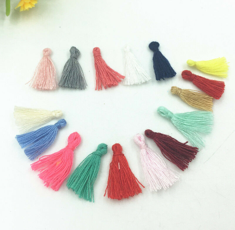100X Mini Mixed color cotton tassel Handmade weave DIY jewelry accessories 15mm