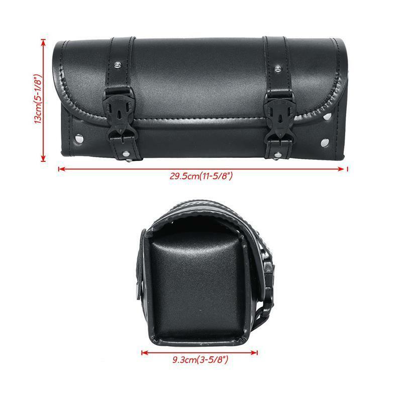 New Motorcycle Tool Bag PU Leather Luggage Saddlebags Roll Barrel Storage Pouch