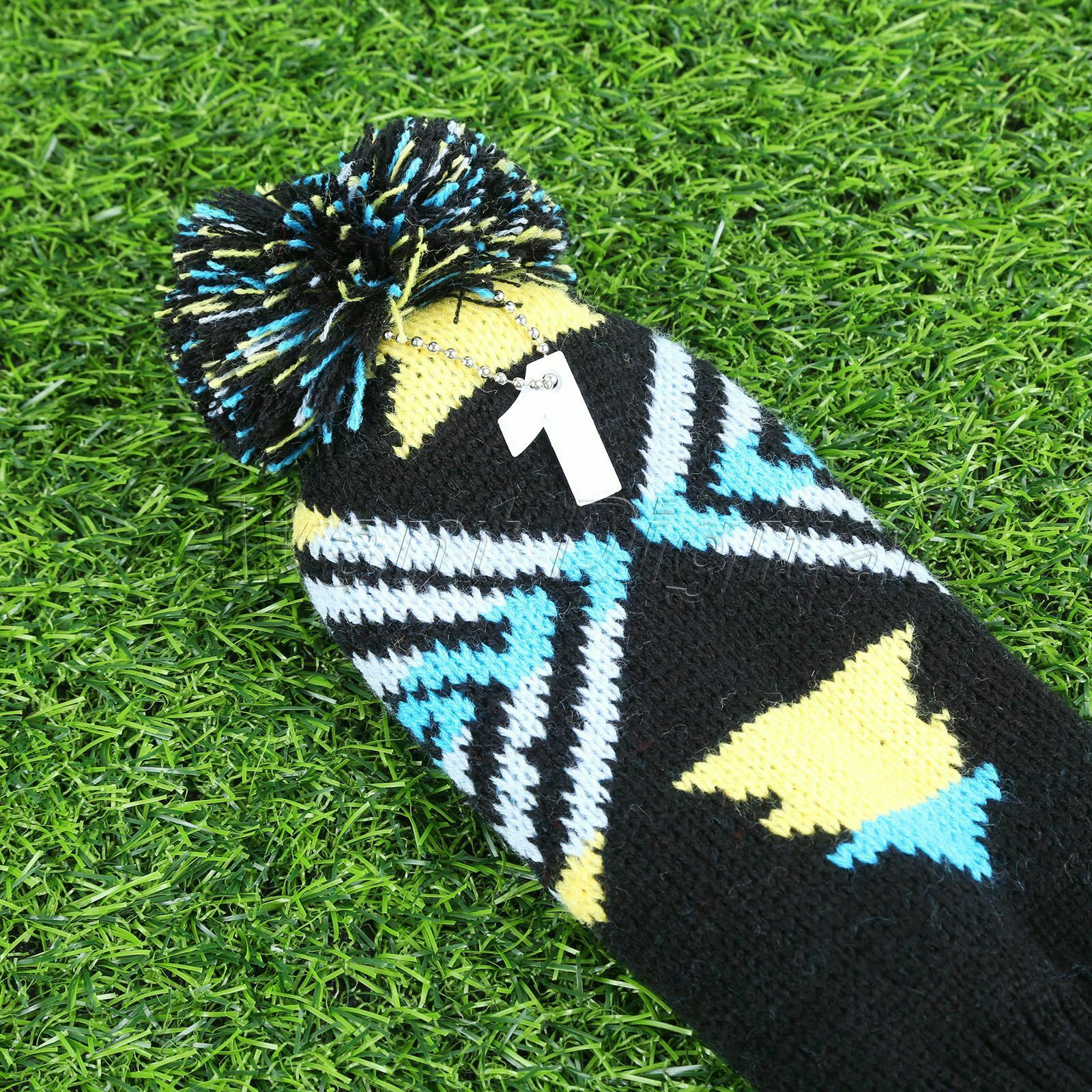 3 Pieces/Set Golf Iron Headcovers Putter Mallet Knitted Pom Pom Socks Protector