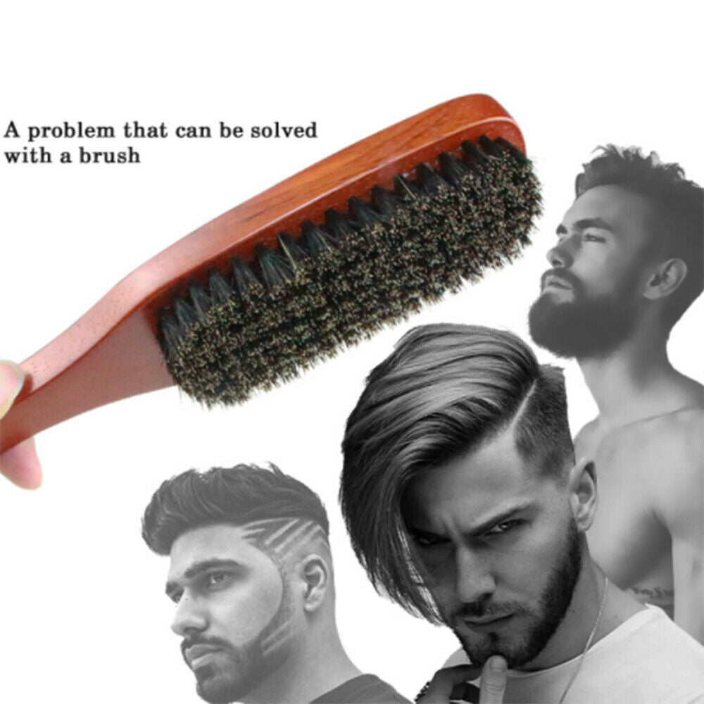 Solid Wood Boar Shaving Brush Beard Massage Black Boar Bristle Hair Brush Curved
