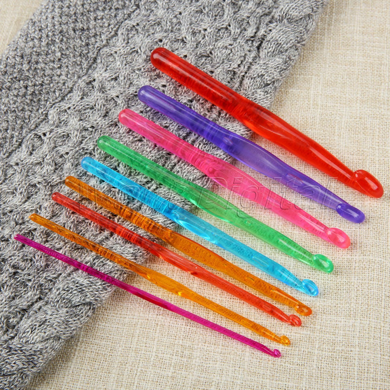 Multicolor Plastic Crochet Hooks Needles Knit Weave DIY Craft Gift 9 PCS/Set