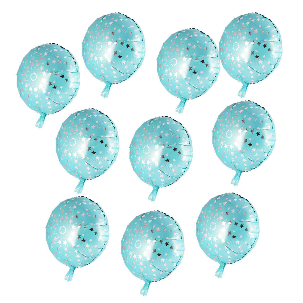 10pcs Round Foil Balloons w/ Star Decoration Wedding Birthday Supplier Blue