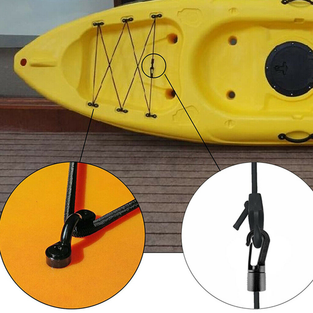 Boat Kayak Deck Rigging Kit 3.8m Nylon  Deck Loops J Hooks Buckles Rivets