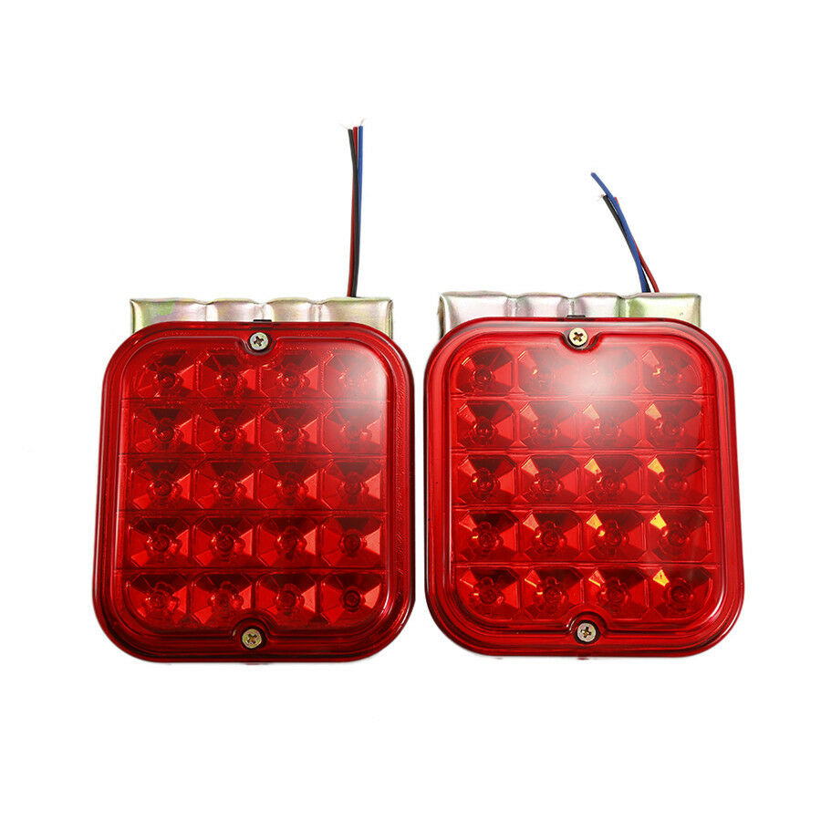 2Pcs 4.5" Red LED Truck Trailer Tail Light Kit Brake Turn Signal Indicator Lamp