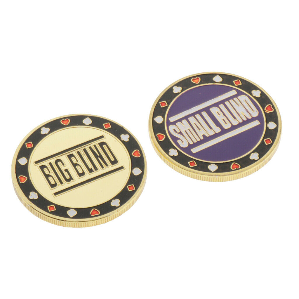 2pcs Metal Poker Dealer Chips Blind Texas Holdem Casino Blackjack Game