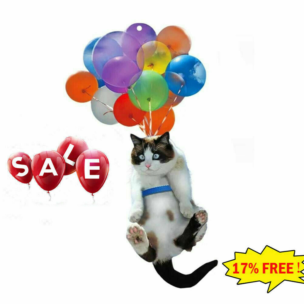 Cute Cat Car Hanging Ornament with Colorful Balloon Ornament Best Decora D5V4
