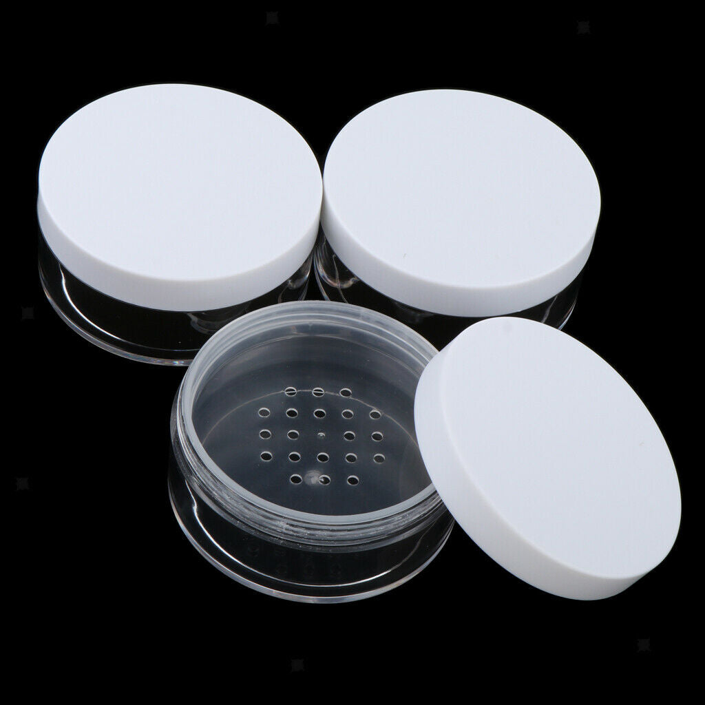 6x 50g Plastic Empty Loose Powder Container Powder Puff Case Cosmetic Box