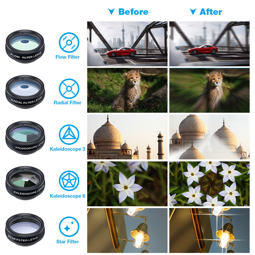 10in1 Smartphone Phone Camera Lens Kit Wide Angle Lens & Macro Lens + Fisheye US