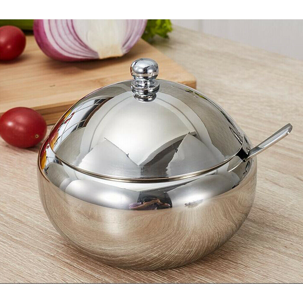 Seasoning   Jars   with   Spoons   Stainless   Steel   Spice   Jars   Condiment
