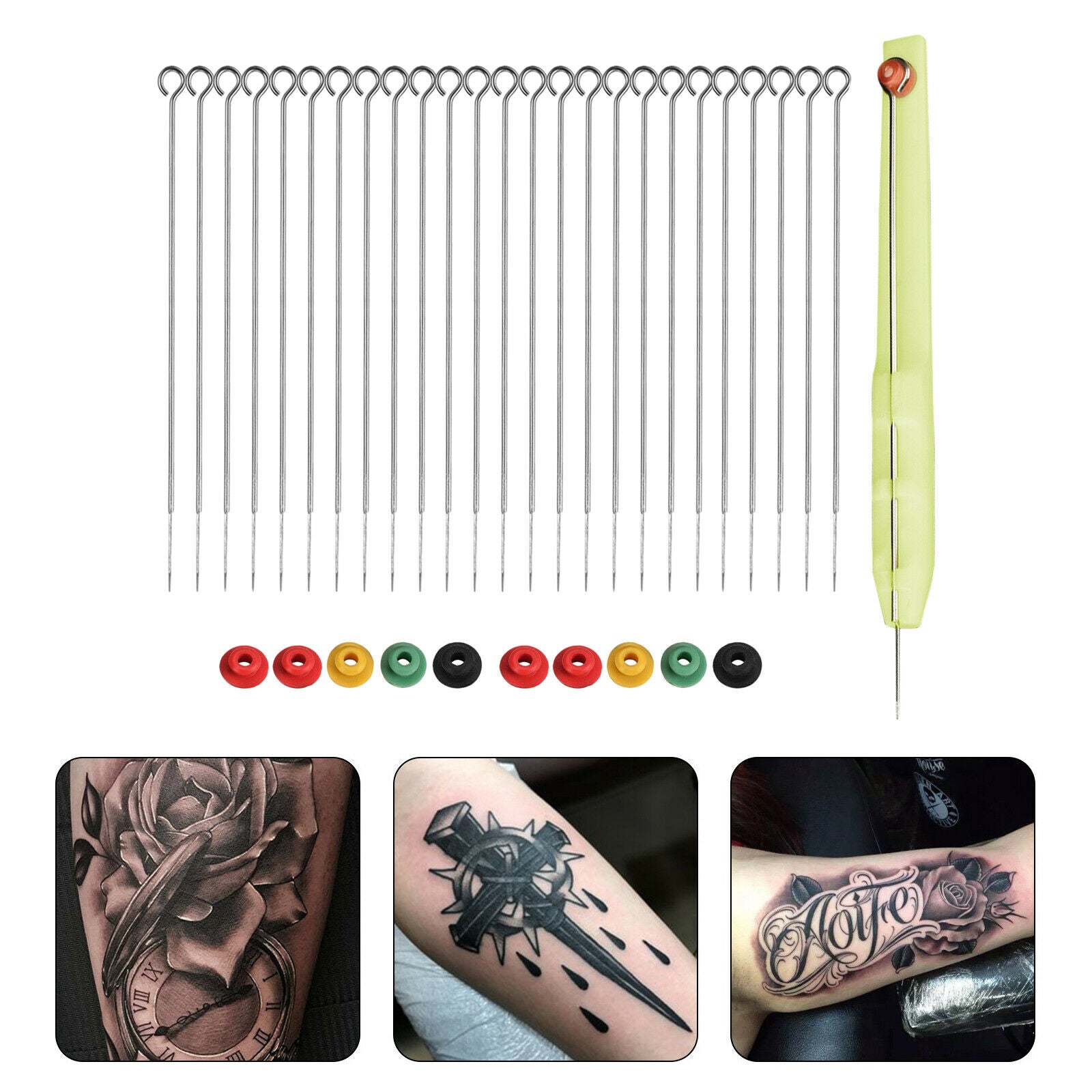 Hand Poke Tattoo Kit for Beginners DIY Accessaries with 25 Needles