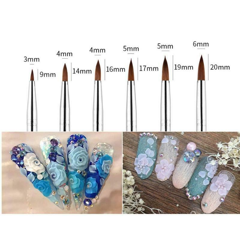 Acrylic Nail Brushes Set Drawing Pen Builder UV Gel Powder Manicure Salon Tool