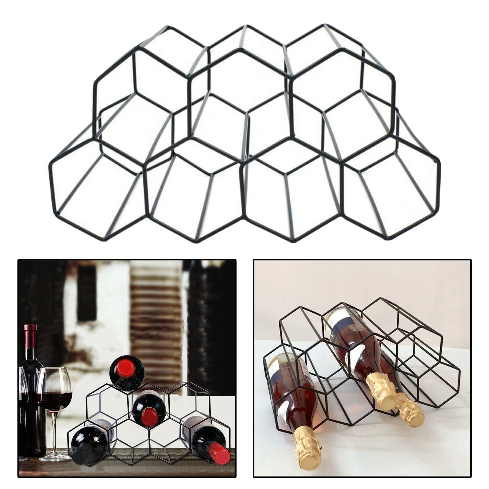 3 Tier Hexagonal Metal Freestanding Floor Stands for Counter Mini Bars Home