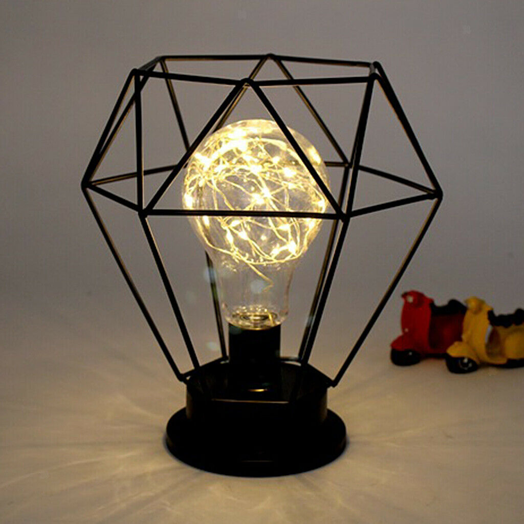 Iron Wire Wrought Night Light Powered By Battery For Home Decoration Diamonds