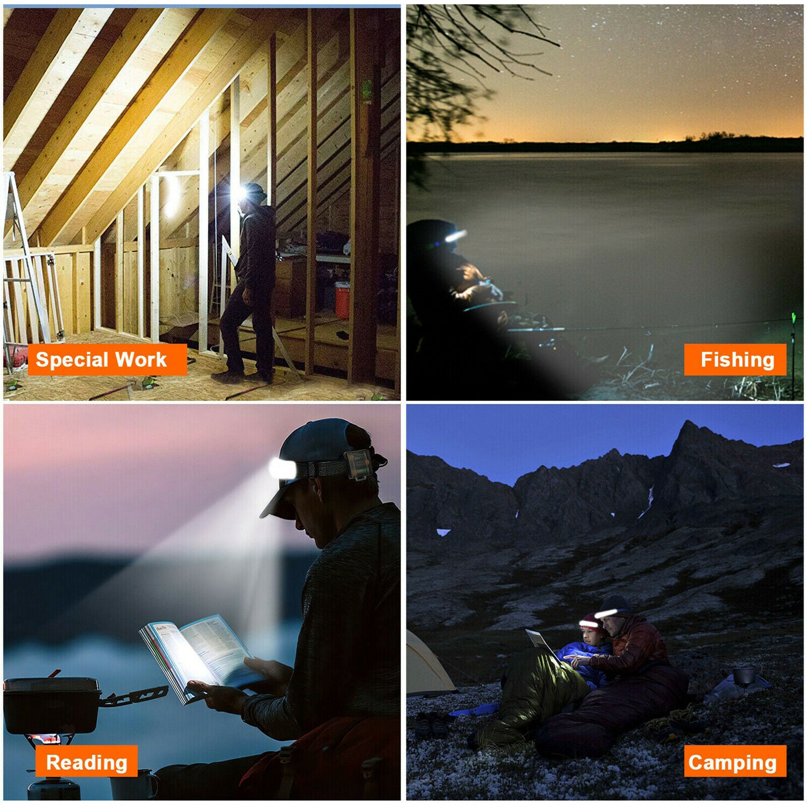 Headlamp Flashlights with Adjustable Headband for Hiking Camping Repair