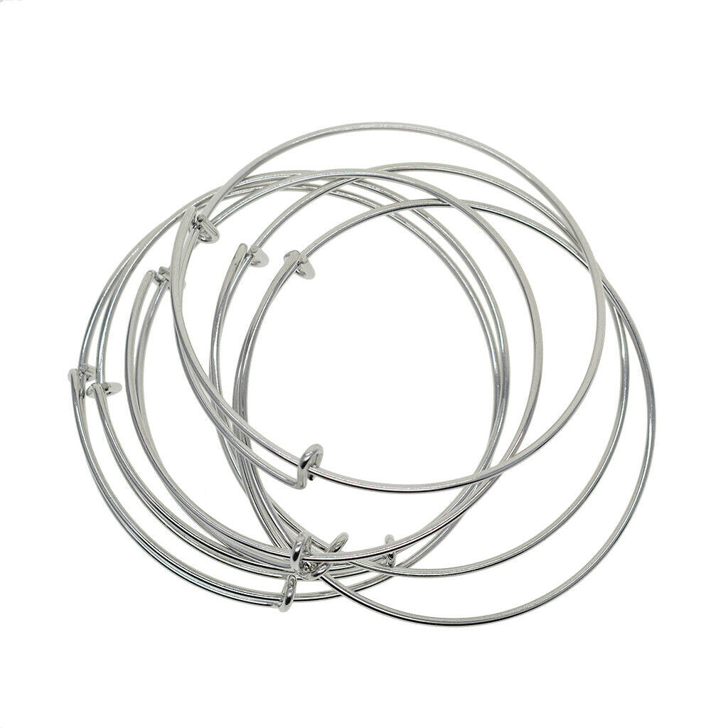 6 Pieces Brass Sliver Plated Adjustable Wire Bracelets