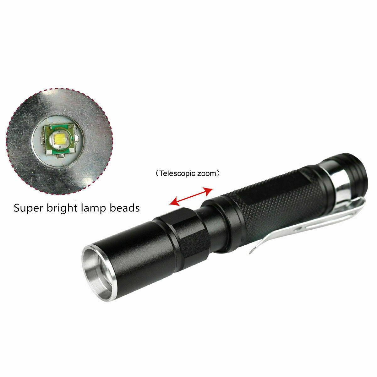 Portable Mini Penlight Q5 2000LM LED Flashlight Torch Pocket Light Waterproof~