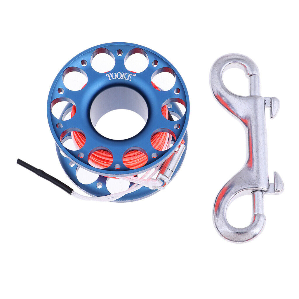 Scuba Diving Finger Spool Cave Wreck Reel with 15m Line Bolt Snap Blue