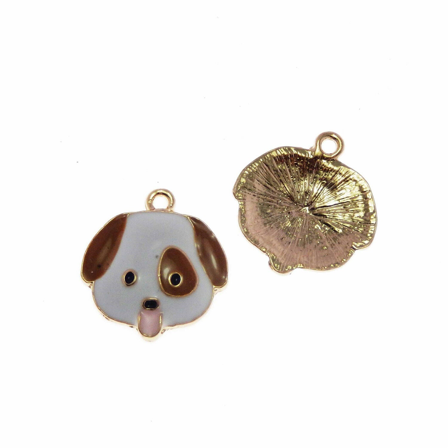 Lot of 10 Cute Dog Head Charm Enamel Plated Necklace Pendant Findings 20x22 MM