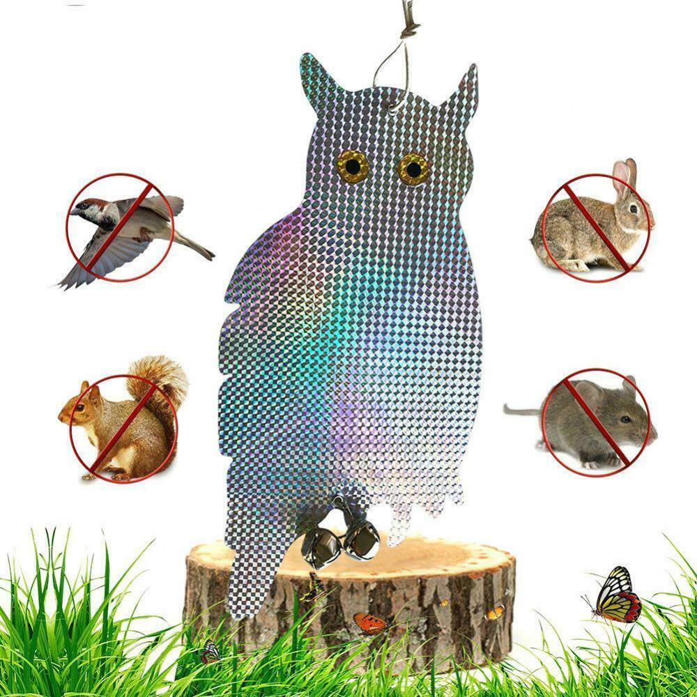 2 Pair Reflective Flying Owl Decoy & Bird Repellent Scarecrow Bird Deterrent