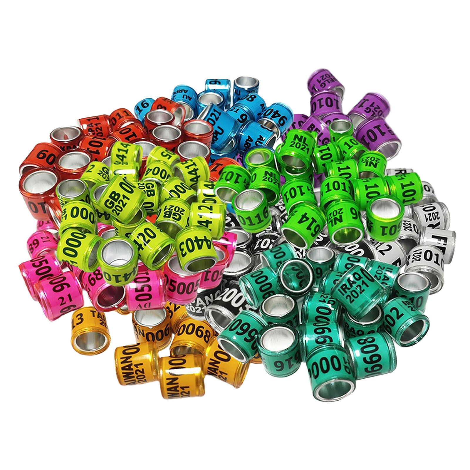 200X 2021 Aluminium Racing Pigeon Leg Rings Bands 8mm for Finch Canary