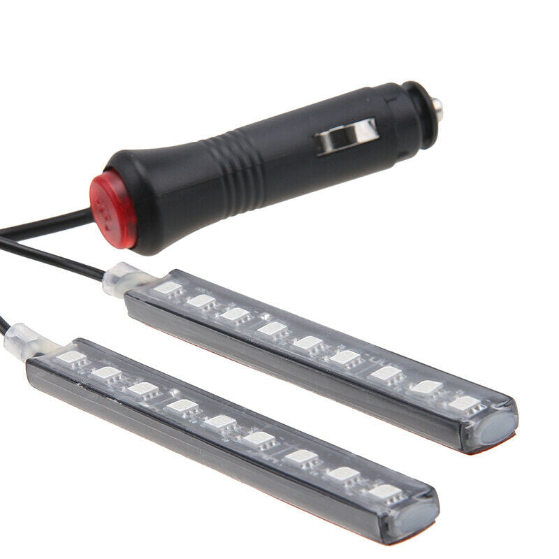 12V Blue Light Car 9 LED Interior Floor Decorative Atmosphere Light Lamp Strip