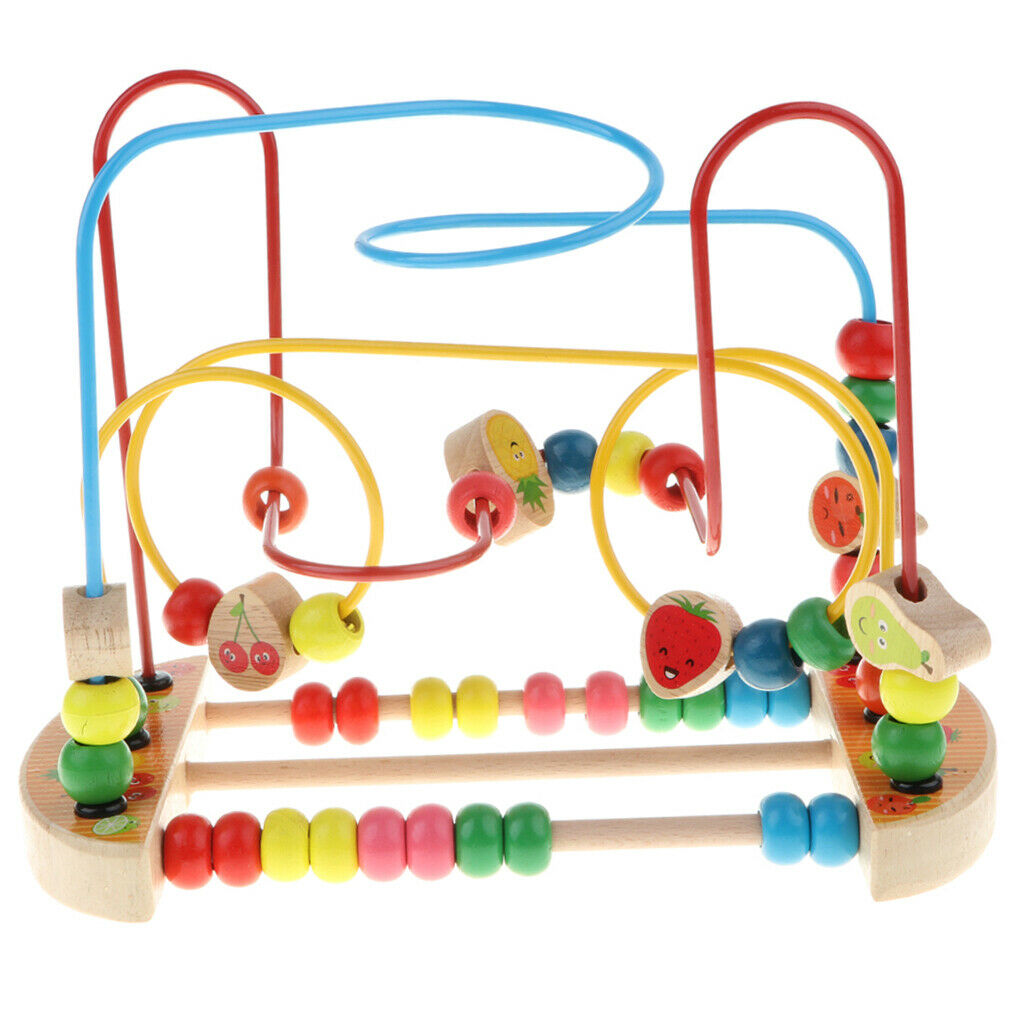 Wooden Around Beads Maze Roller Coaster Educational Toys For Toddlers Kids Baby,