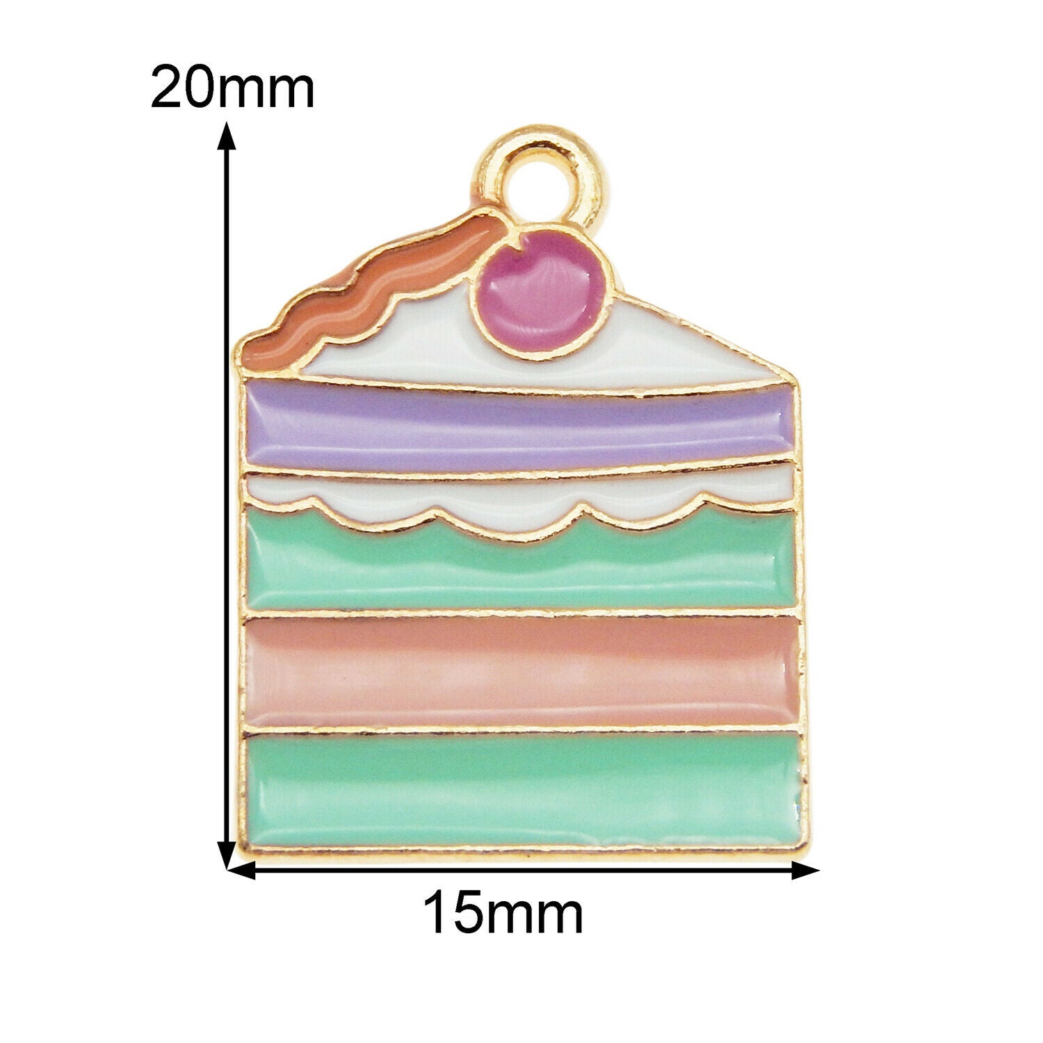 12PCS 20x15mm Cherry Cake Slice Enamel Plated Charms Pendant DIY Findings 54502