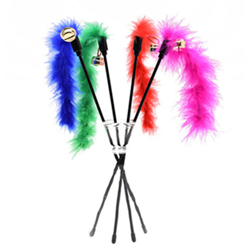 Pet Cat Teasing Stick Pompom Feather Accessories Funny Kitten Interactive T JY