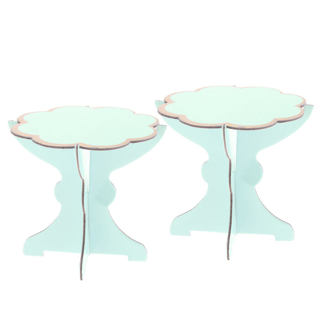 4 Pieces Cupcake Holder Dessert Display Stands Wedding Favors Blue+Yellow